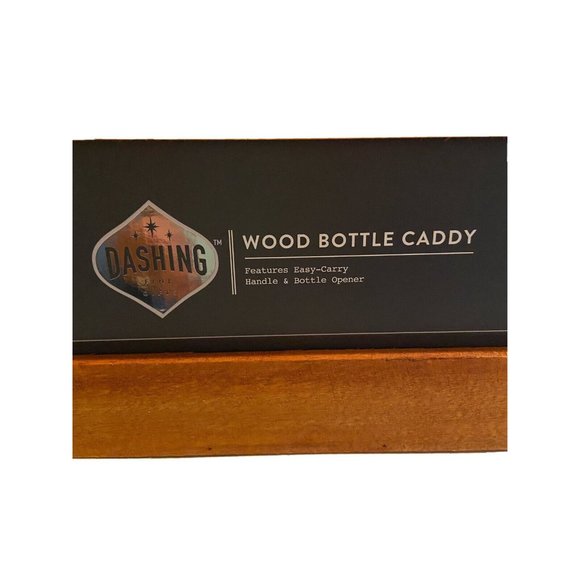 Dashing Fine Gifts Wood Bottle Caddy with Bottle Opener New - Picture 6 of 7